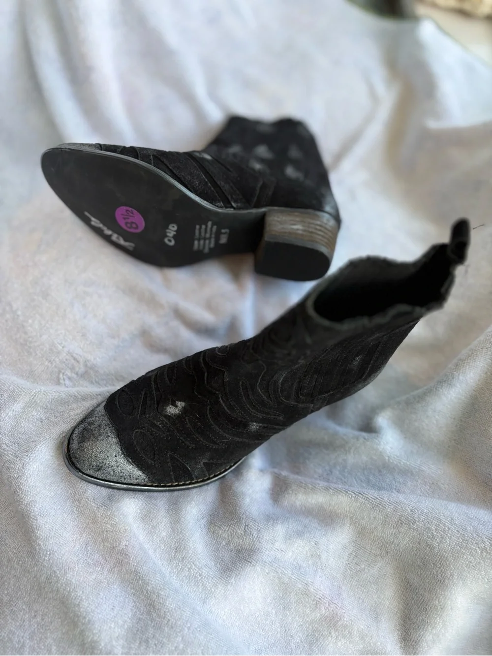 Black Suede Women's Ankle Boots - Size 8.5 Rebel Brand /BohoStyle never worn